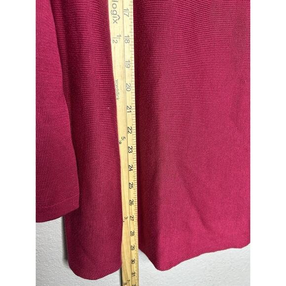Eileen Fisher Raspberry Red Tunic Length Silk Blend Sweater Office Casual Medium - Picture 3 of 7